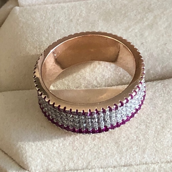 Sterling Silver Fuchsia And Cubic Zirconia Ring - Picture 4 of 4